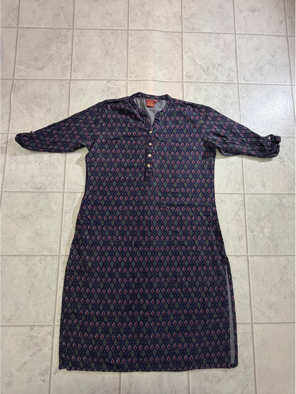 Merlot Patterned Button-Up Dress Size M